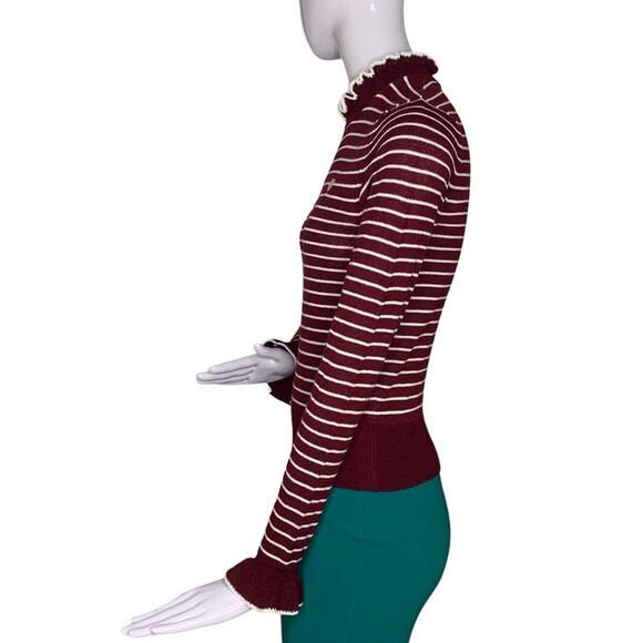 H&M Divided Fine Knit Striped Burgundy and White Pullover Size XS - Picture 8 of 10